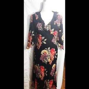 (Gb16) Ralph Lauren Silk Wrap Dress in Flower Pattern, Sz 6